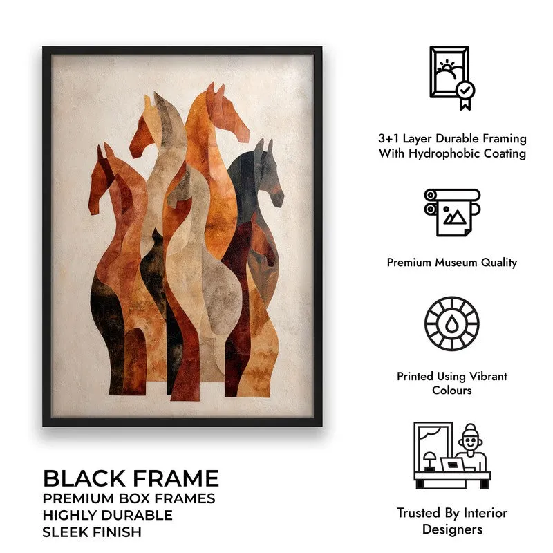 Silhouetted Horses Wall Painting With Black Frame media 10