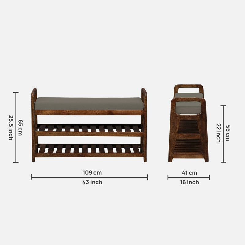 Sole Nest Mango Wood Shoe Rack - Grey media 11