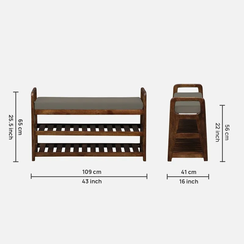 Sole Nest Mango Wood Shoe Rack - Grey media 11