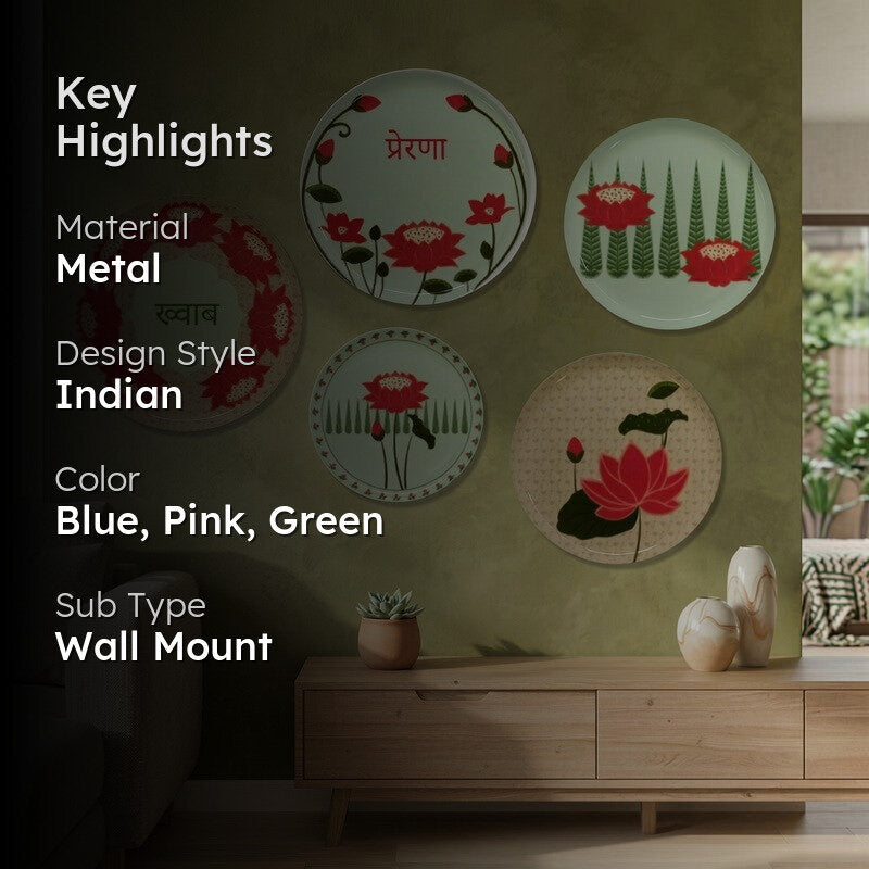 Petal Poetry Metal Wall Plates - Set Of Five media 2
