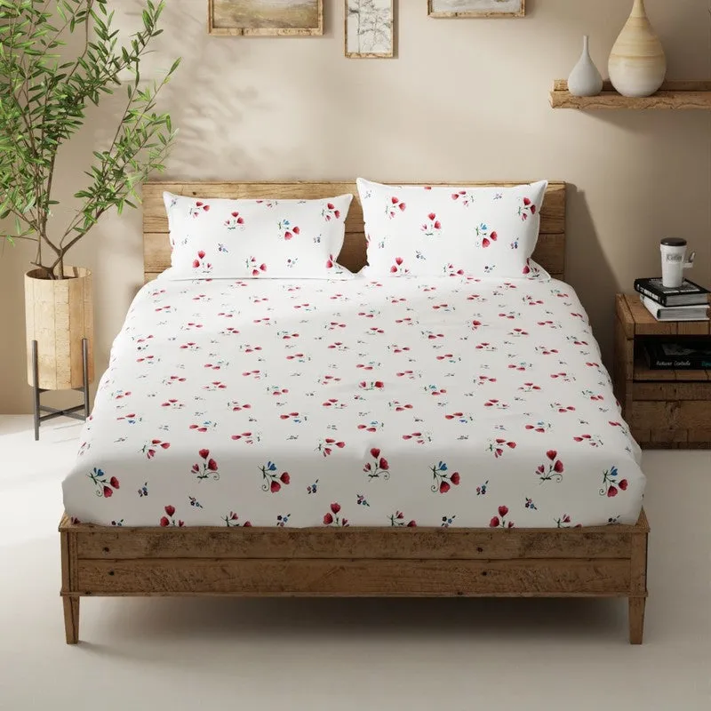Fynric Bedsheet (White,Pink) - 115 GSM media 3