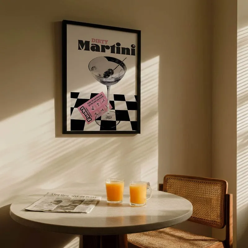 Checks Martini Archival Canvas Wall Art - Black media 5