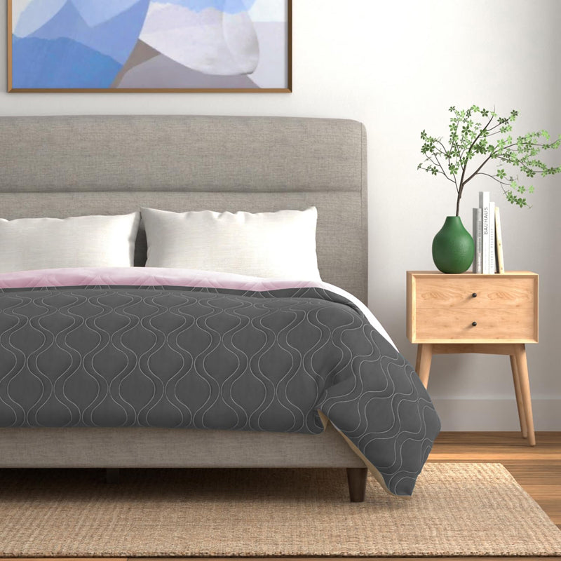 Urban Space Triad Microfiber Reversible Comforter (Grey, Rose) - 80 GSM media 3