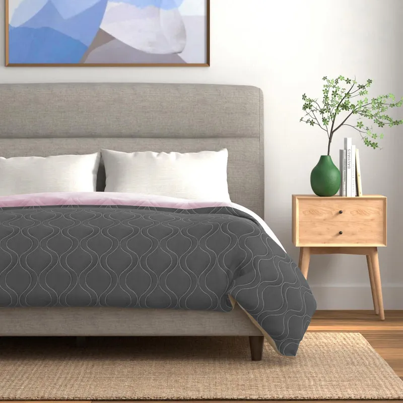 Urban Space Triad Microfiber Reversible Comforter (Grey, Rose) - 80 GSM media 3