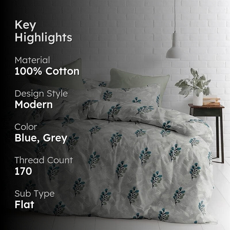 Leafy Affair Cotton Bedsheet (Green) - 170 TC media 2