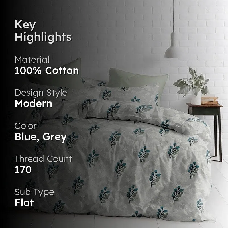 Leafy Affair Cotton Bedsheet (Green) - 170 TC media 2