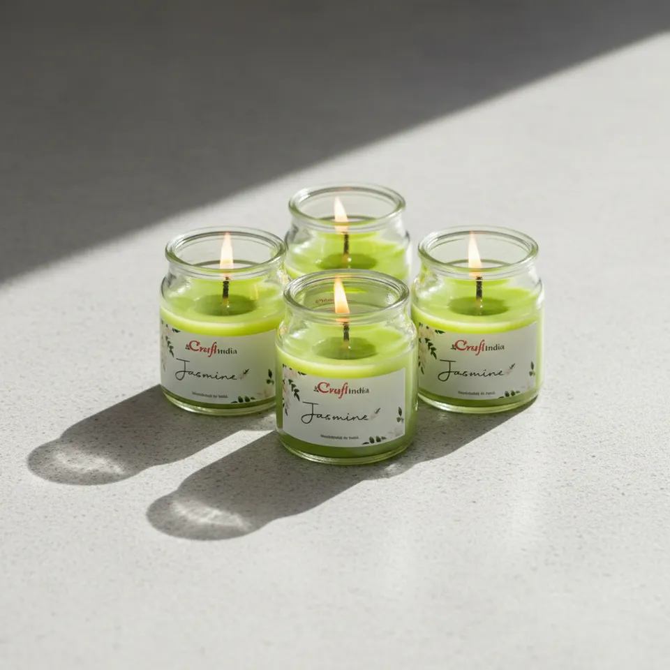 Nithya Jasmine Scented Jar Candle - Set Of Five media 1