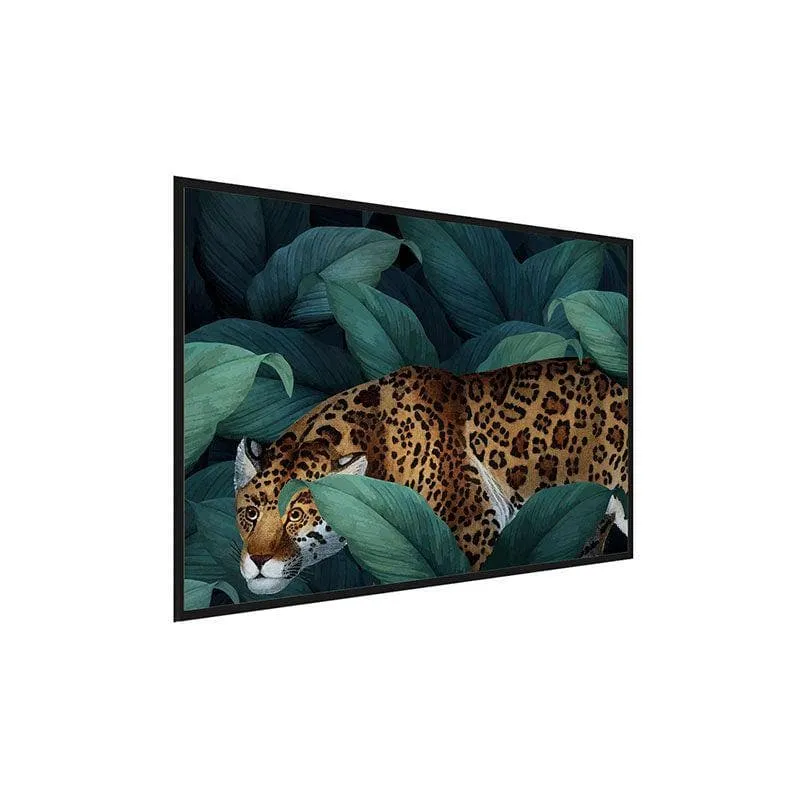 Cheetah In Jungle Canvas Wall Painting - Black Frame media 3