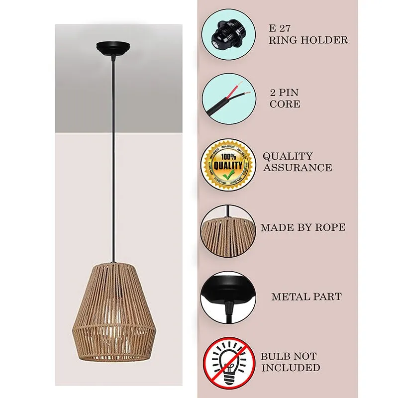Coastal Woven Raffia Ceiling Lamp - Brown media 6