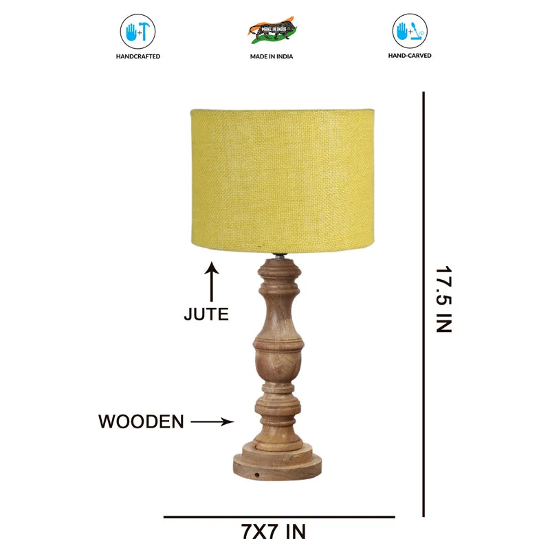 Sienna I Carve Wooden Table Lamp - Yellow,Brown media 7