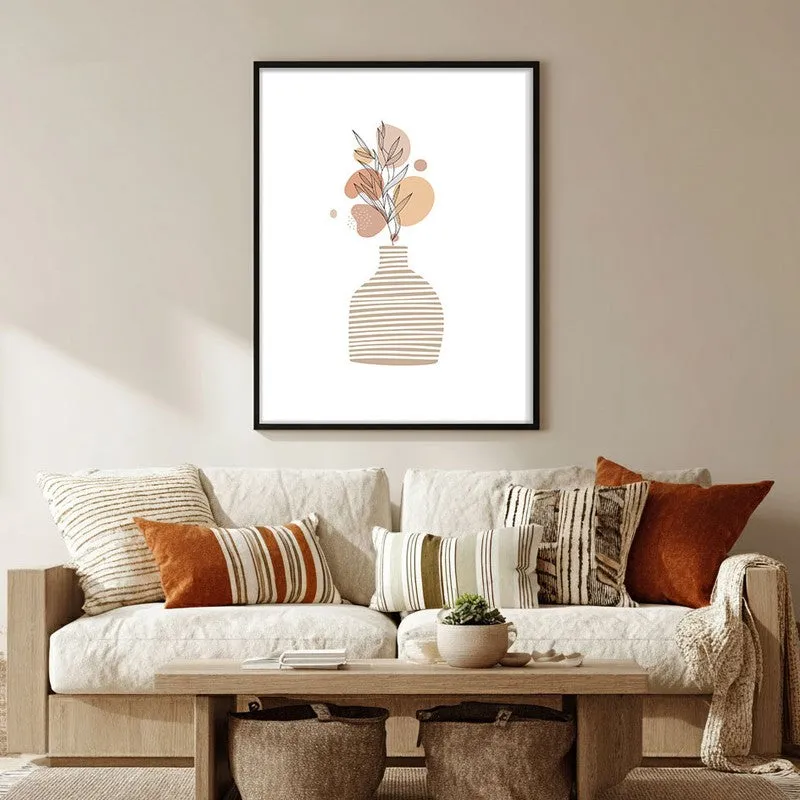 Striped Clay Canvas Wall Painting With Black Frame media 3