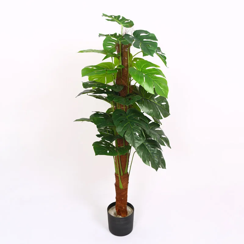 Monever Artificial Monstera With Black Plastic Pot (Green) - 4 Feet media 6