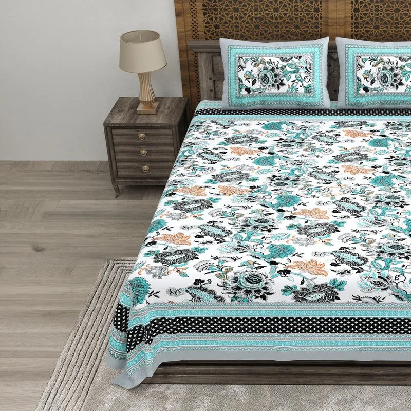 Tonear Cotton Bedsheet (Blue,Black) - 240 TC media 3