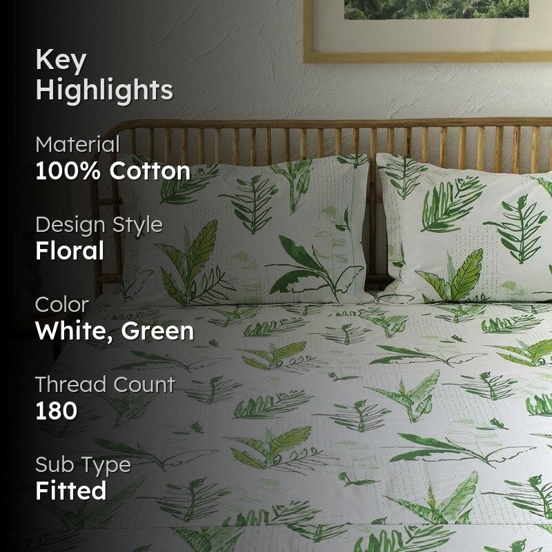 Vanam Cotton Bedsheet (Green) - 180 TC media 2