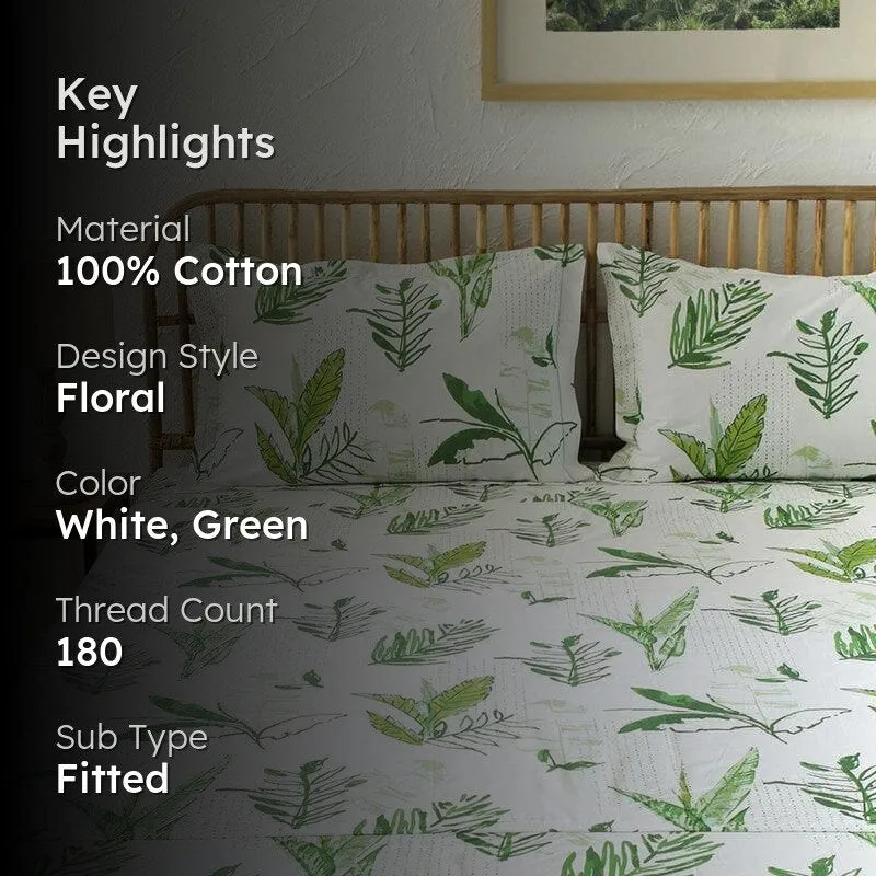 Vanam Cotton Bedsheet (Green) - 180 TC media 2