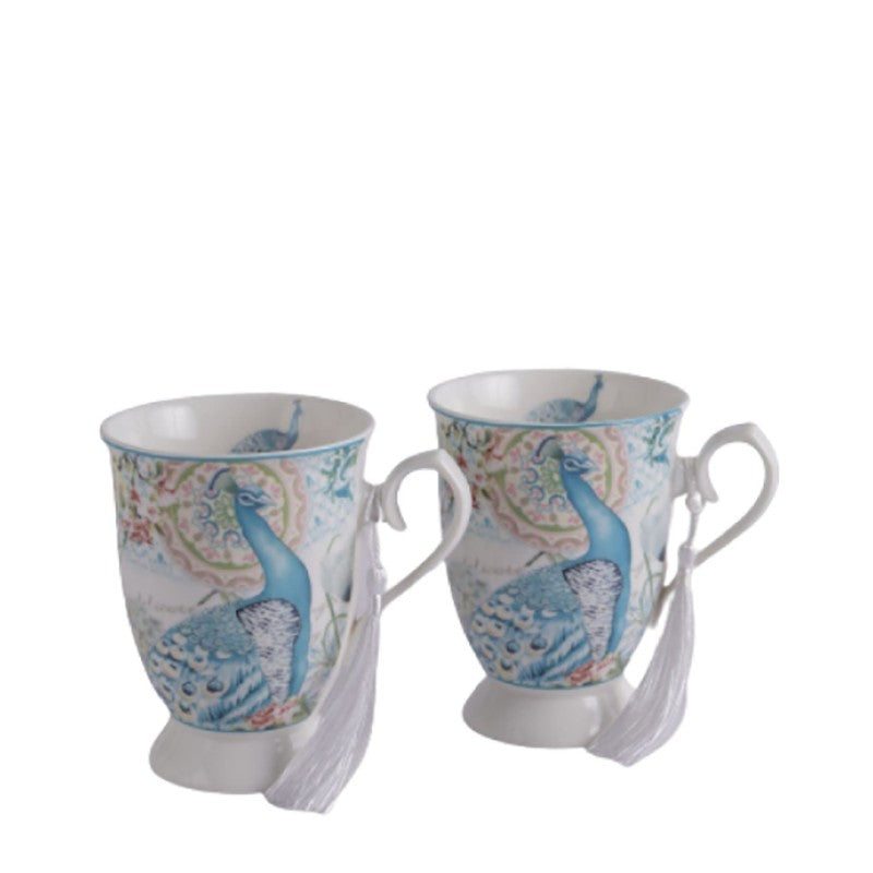 Peacock Ceramic Coffee Mug (350 mL Each) - Set of Two media 4