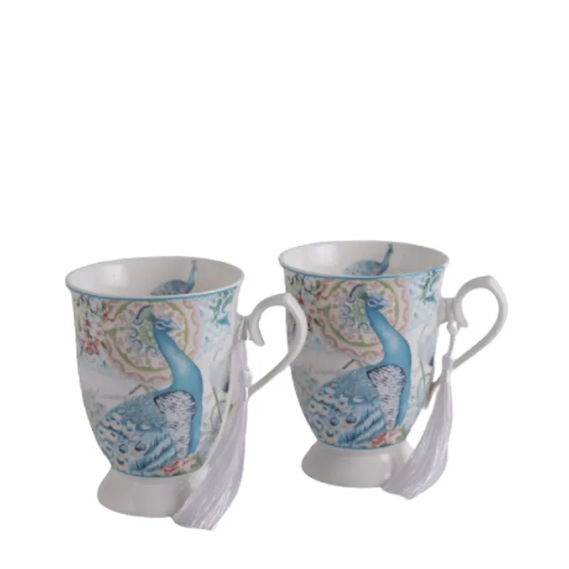 Peacock Ceramic Coffee Mug (350 mL Each) - Set of Two media 4