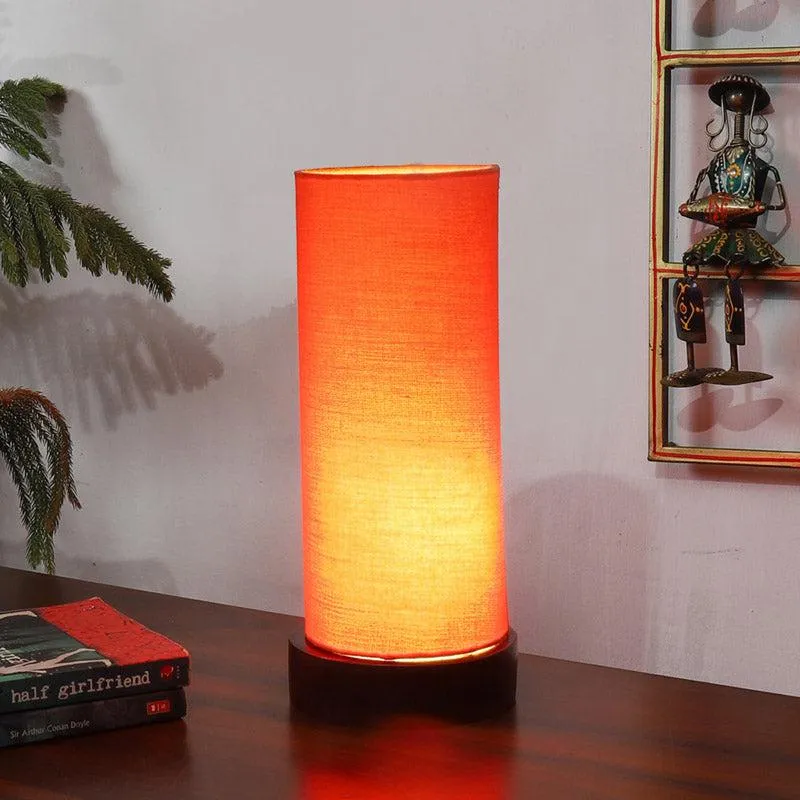 Mirza Tower Wooden Table Lamp - Orange,Black media 1