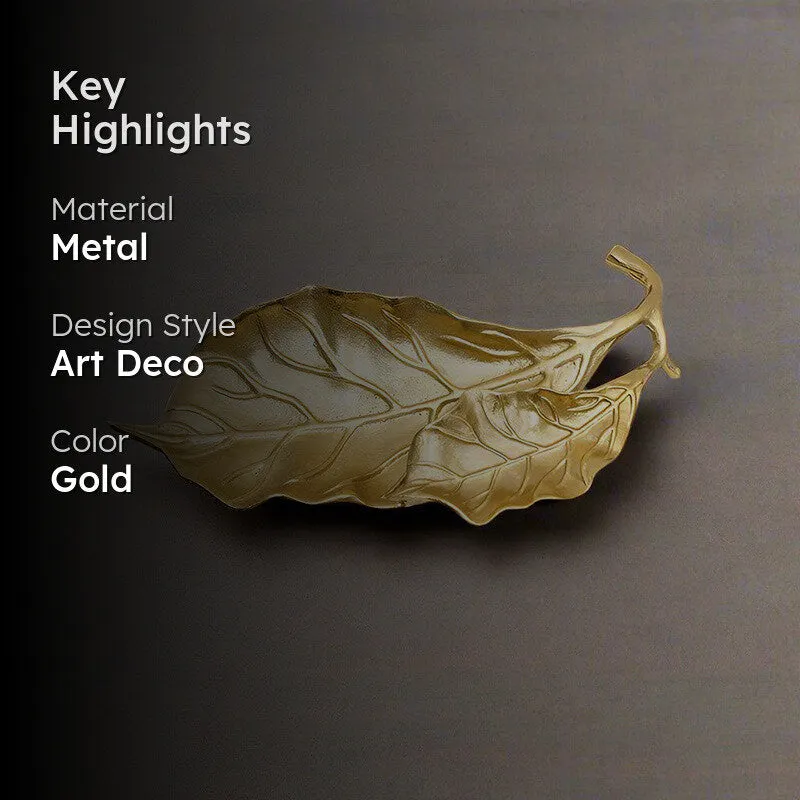 Fiddle Leaf Metal Platter - Gold media 2