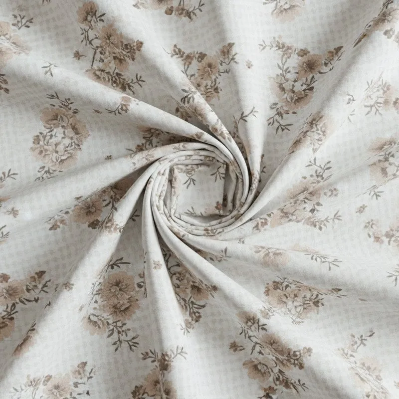 Coquette Floral Cotton Bedsheet (Brown) - 180 TC media 5