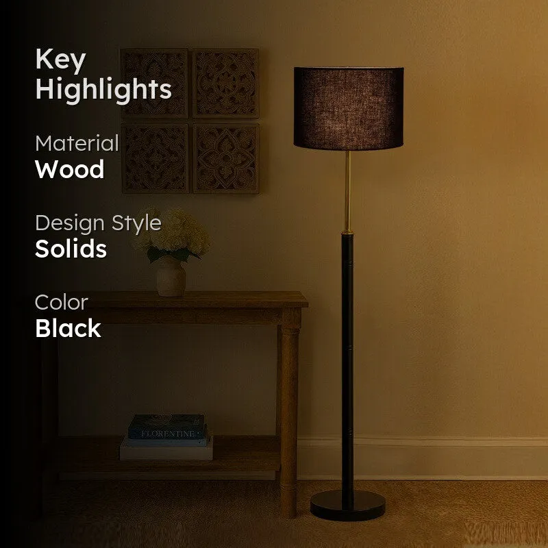 Nordic Glow Wooden Floor Lamp - Black media 2