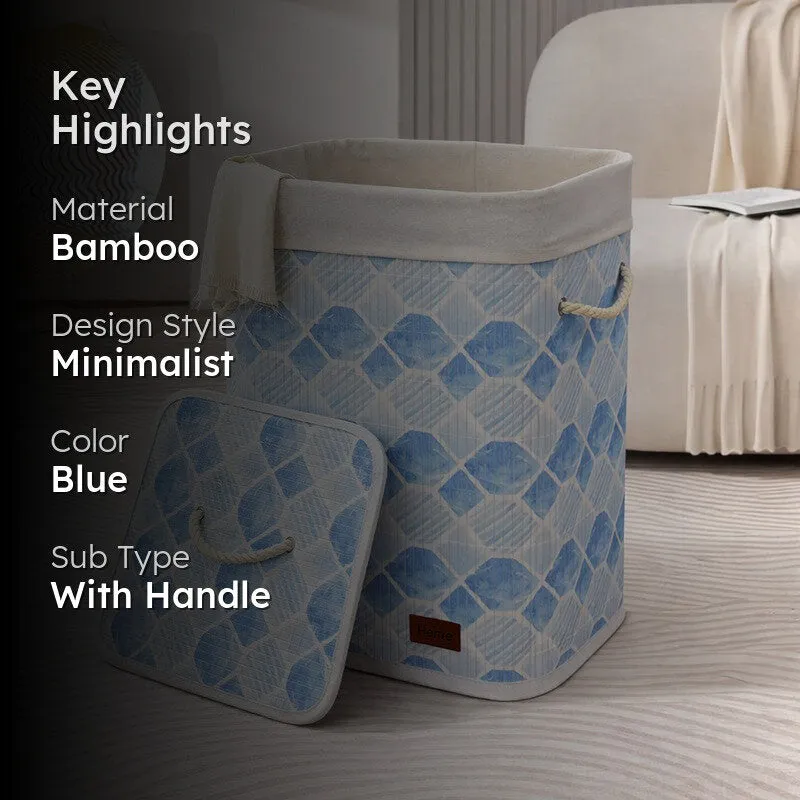 Geometric Bamboo Laundry Basket media 2