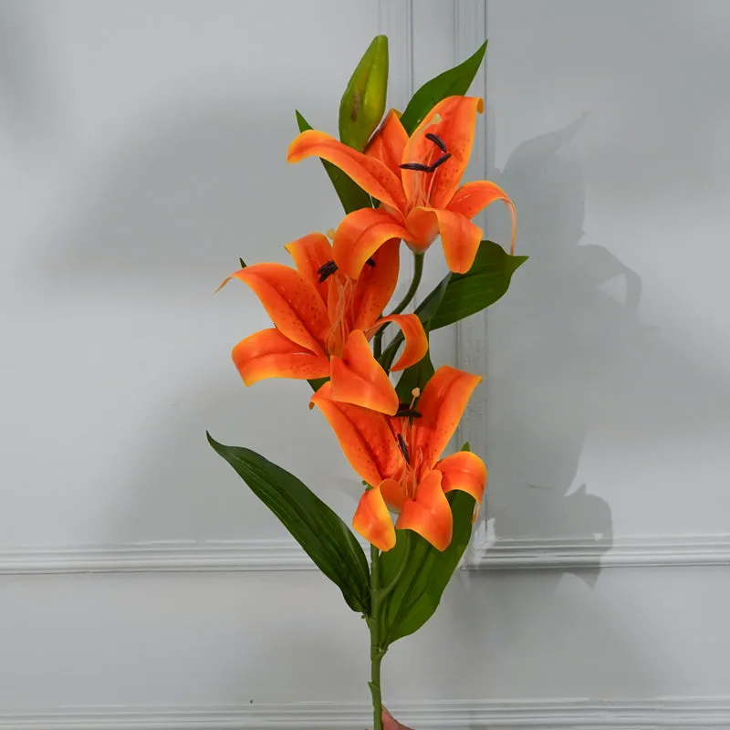 Faux Lily Flower Stick (Orange) - 39 CM media 4
