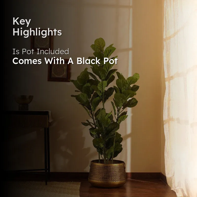Tall Artificial Fiddle Leaf Fig Plant With Black Plastic Pot 5 ft media 2