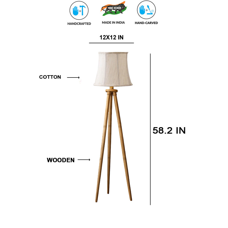 Cotin Curve Wooden Tripod Floor Lamp - Beige media 8