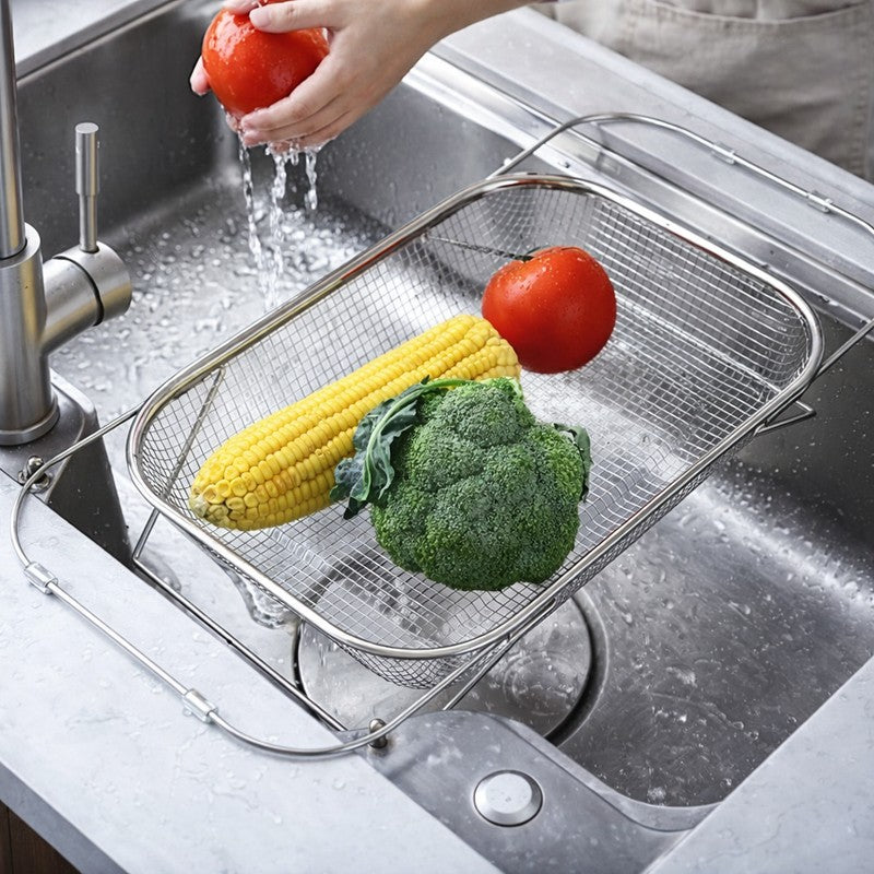 Versatile Steel Draining Rack & Fruit Basket