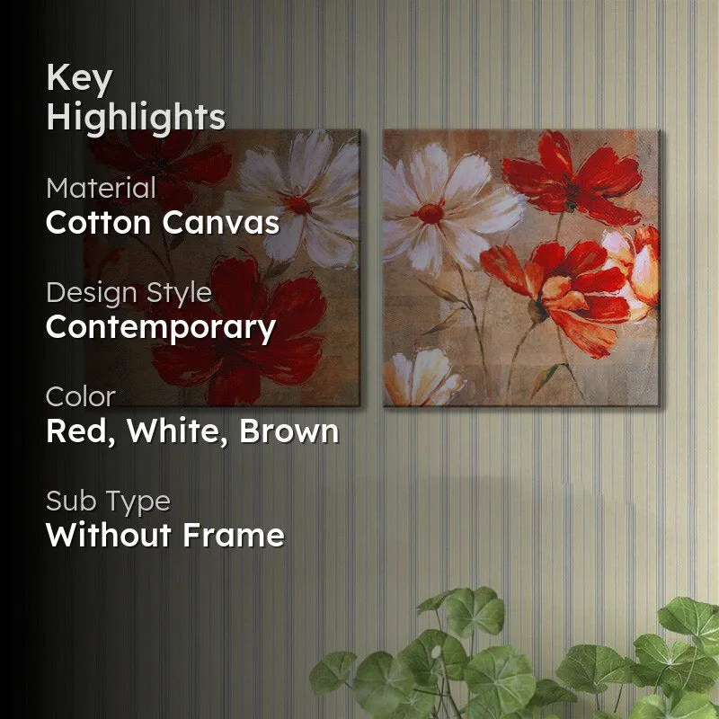 Opalette Floral Cotton Canvas Wall Art - Set Of Two media 2