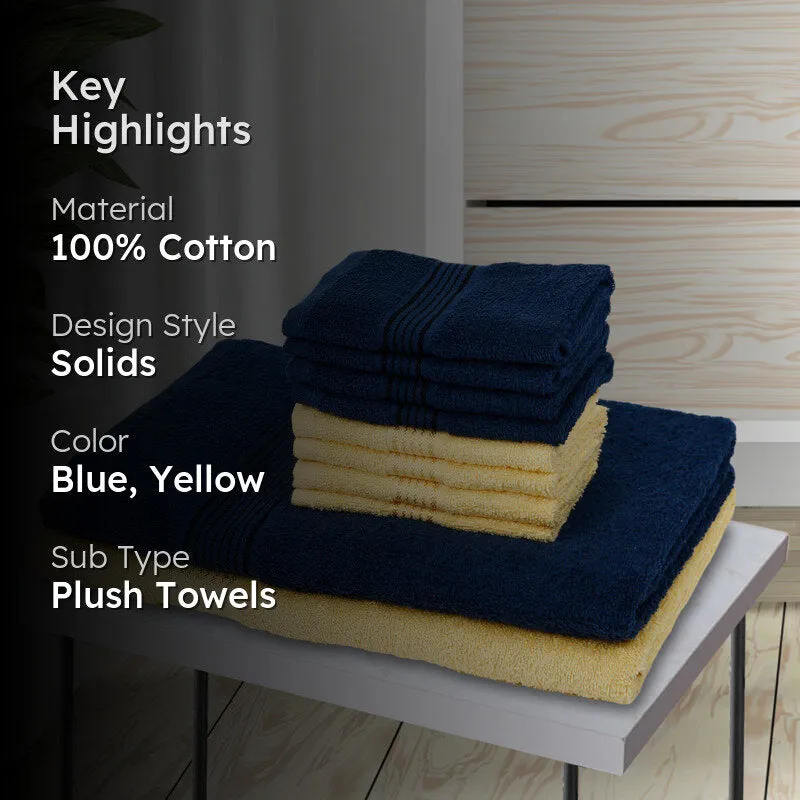 Comfora Bath & Face Towel Set (Blue,Yellow) - Ten Piece Set media 2