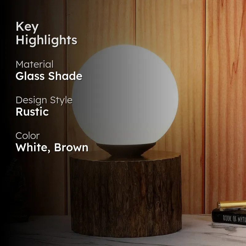 Togo Dori Moon LED Glass Table Lamp - White,Brown media 2