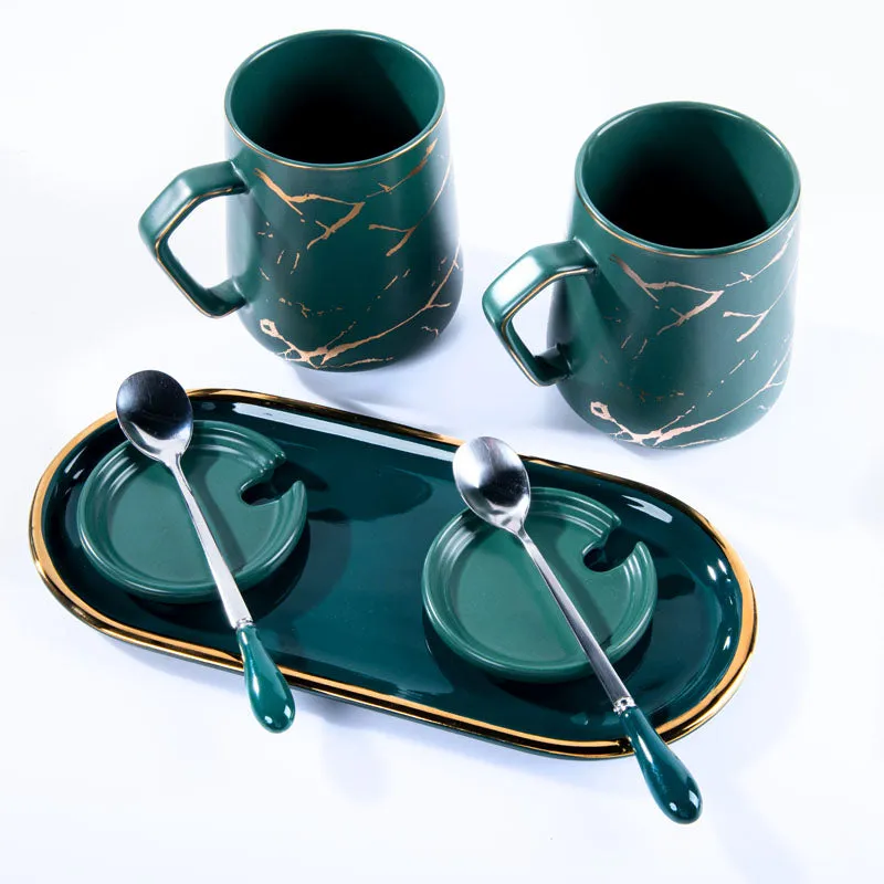 Goldira Glam Green Mug And Tray (400 ML) - Five Piece Set media 6
