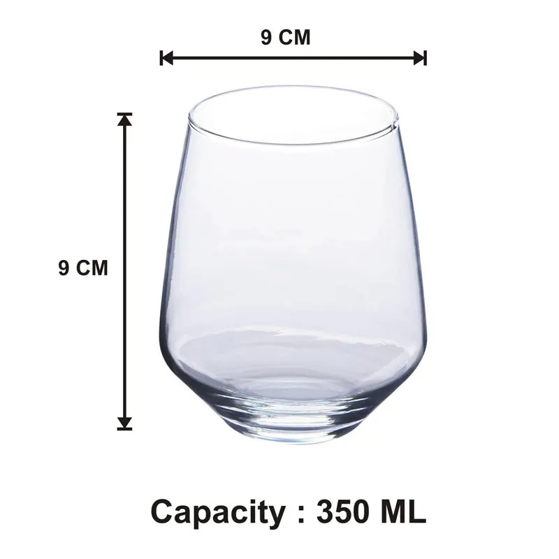 Clear tumbler shown with 9 cm length and height measurements.