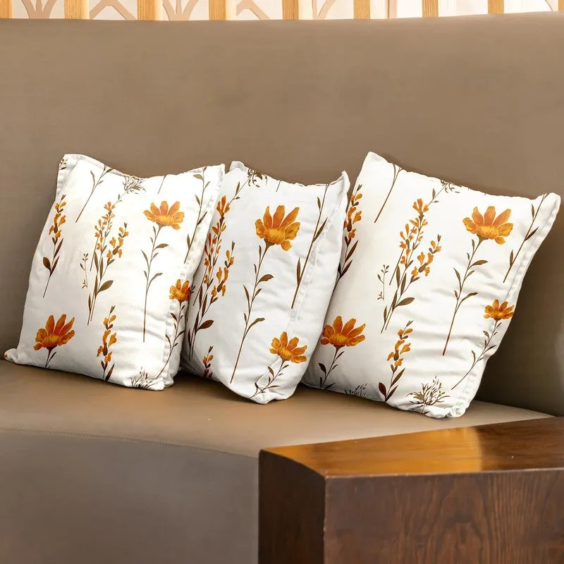 Urban Space Botanical White & Yellow Cotton Cushion Covers - Set Of Three media 3