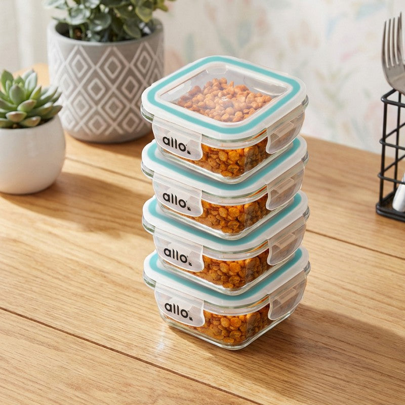 Oliva Square Glass Storage Container (320 ML Each) - Set Of Four media 3
