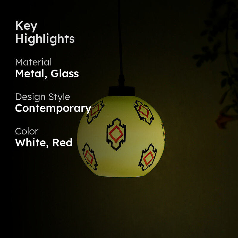 Summer Specks Hand Painted Glass Moon Ceiling Lamp media 2