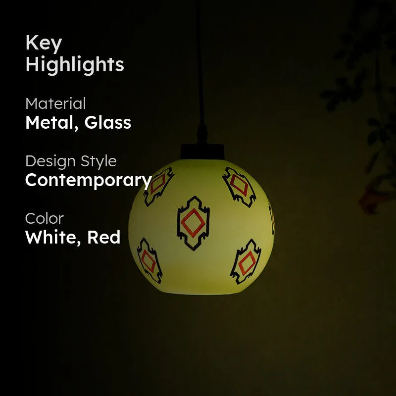 Summer Specks Hand Painted Glass Moon Ceiling Lamp media 2