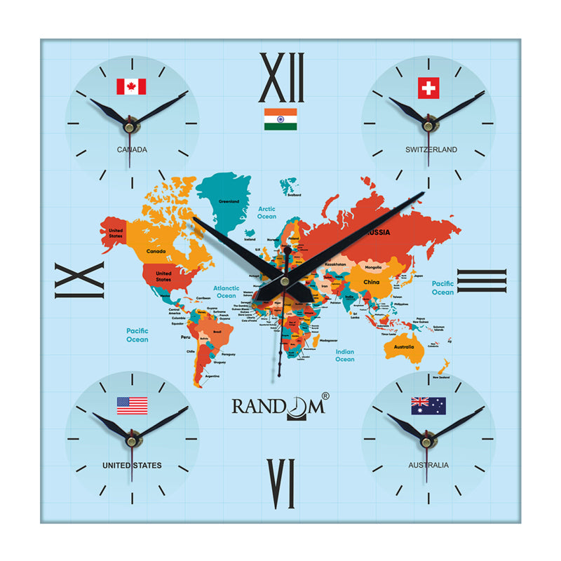 World Time Zone Wall Clock - Sky Blue media 3
