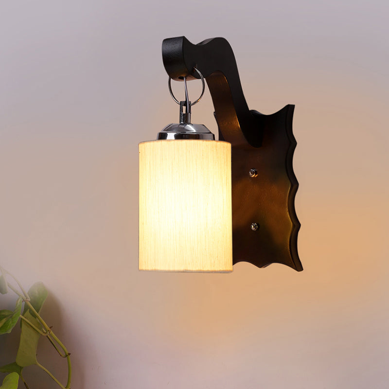 Delphi Fabric & Wooden Wall Lamp - White