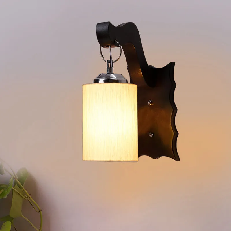 Delphi Fabric & Wooden Wall Lamp - White media 1