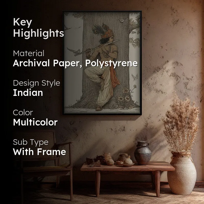 Lord Krishna Playing Fluit Archival Paper Wall Art media 2