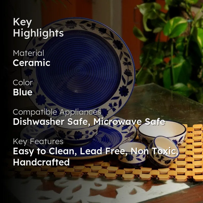 Clayora Miro Ceramic Dining Set (Blue) - 6 Piece Set media 2