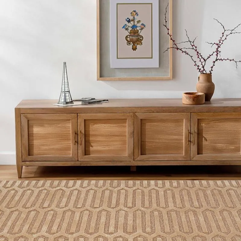 Diores Hand Tufted Geometric Wool & Nylon Carpet - Brown media 7