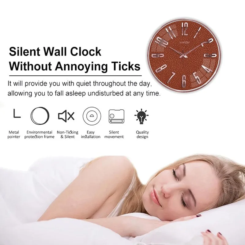 Elite Numeric Plastic Wall Clock - Orange & Rose Gold media 6