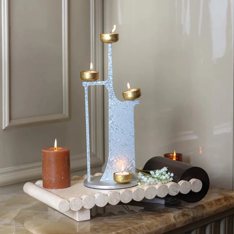 Solstice Gleam Metal Tealight Candle Holder media 1
