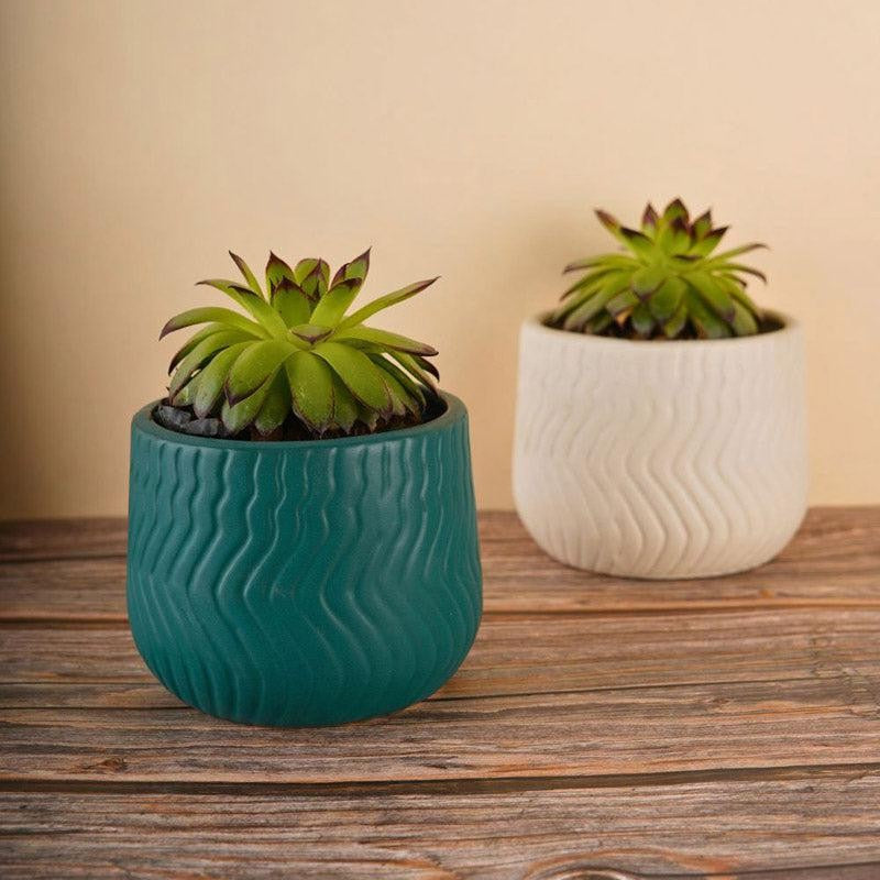 Plateo Wave Planter (Teal & White) - Set Of Two media 5