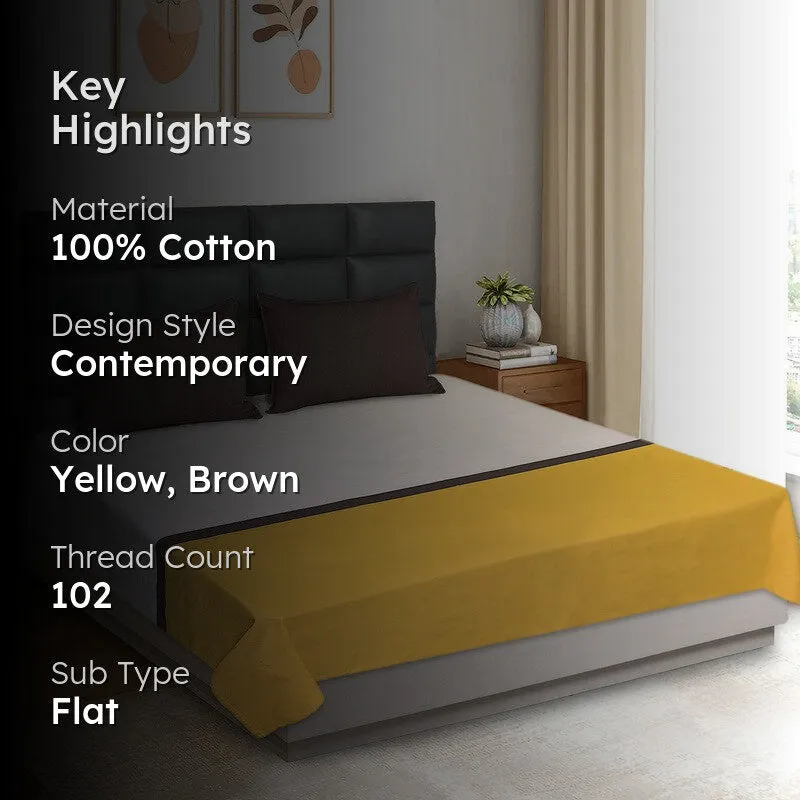 Dual Drift Cotton Bedsheet (Brown,Yellow) - 102 TC media 2