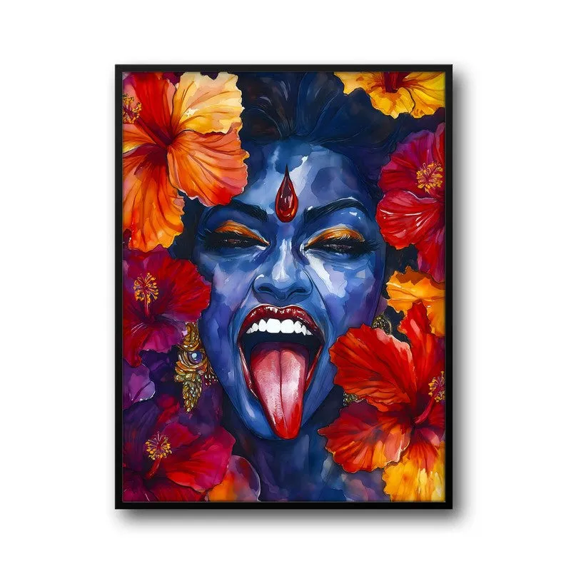 Mahakali Spiritual Archival Paper Wall Painting With Frame - Black media 5